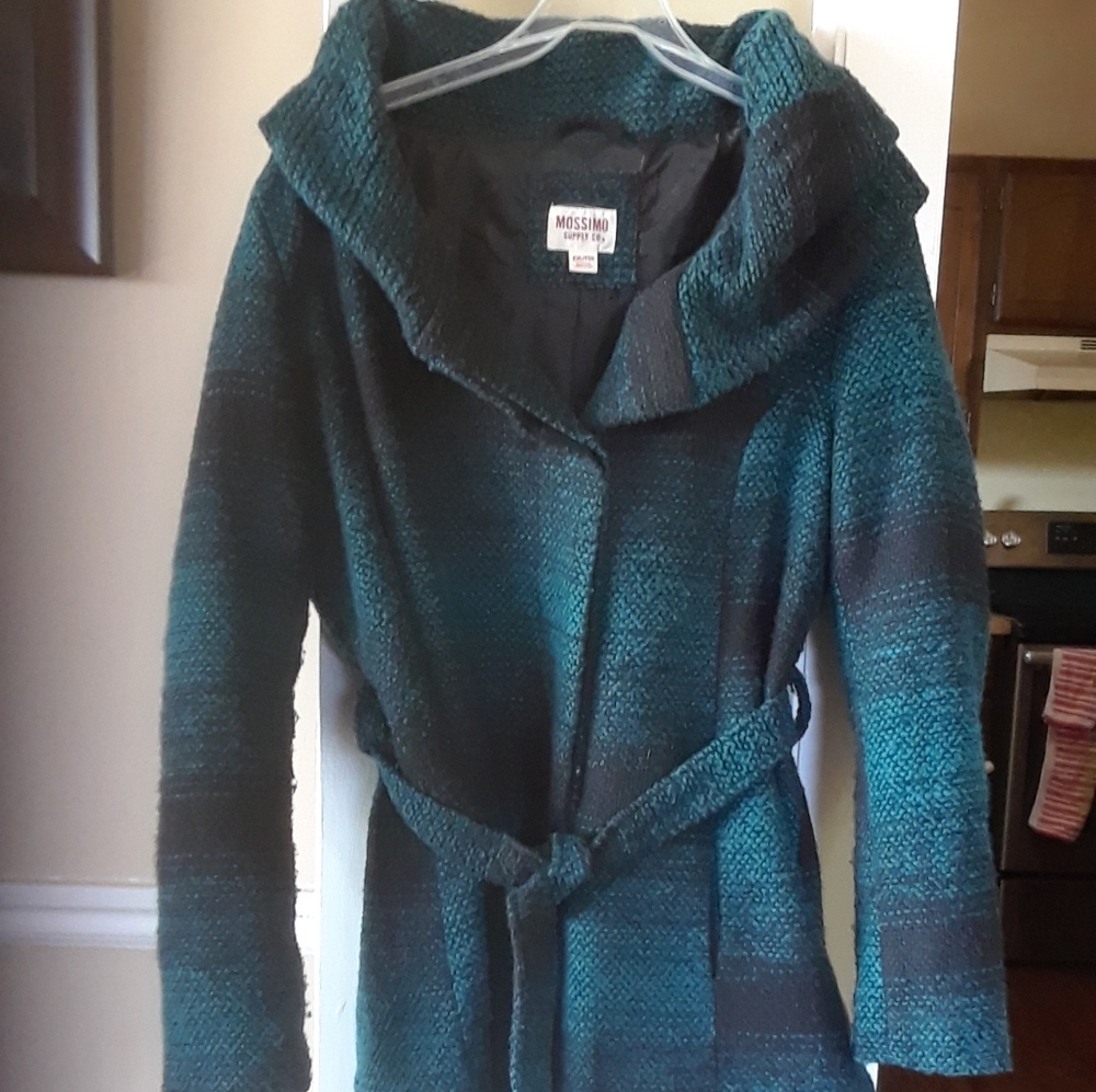 MOSSIMO Wrap Coat Teal & Black multi-colored XXL